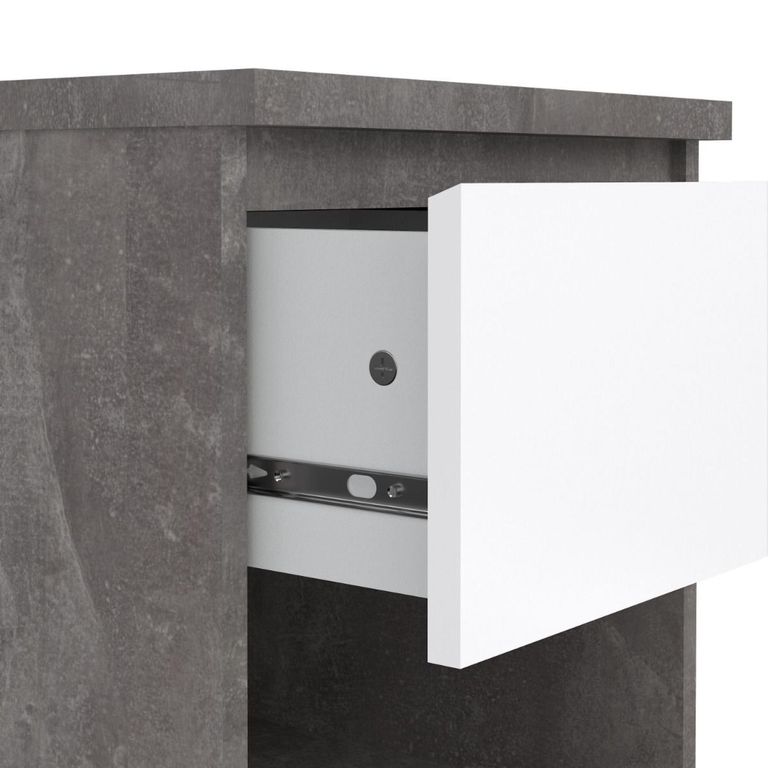 Naia Bedside Cabinet - 1 Drawer - Grey Concrete