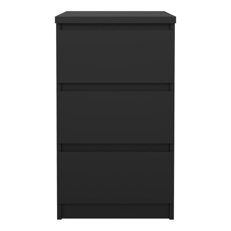 Naia Bedside Cabinet - 3 Drawer - Black