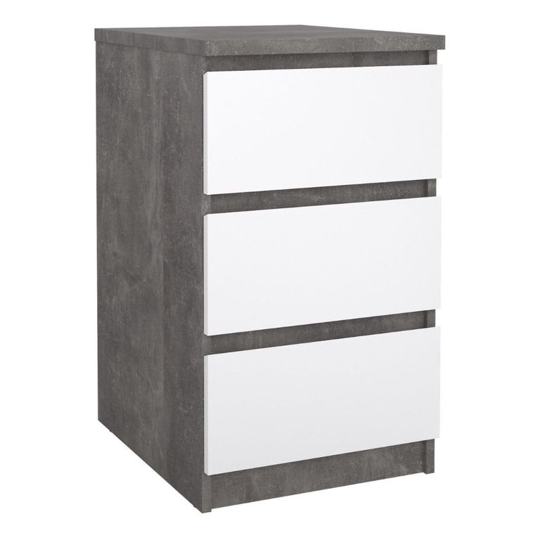 Naia Bedside Cabinet - 3 Drawer - Grey Concrete