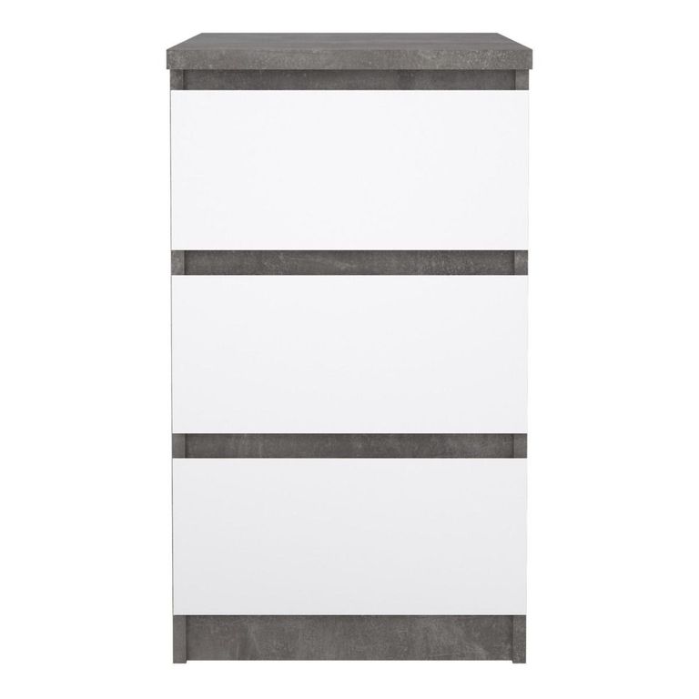 Naia Bedside Cabinet - 3 Drawer - Grey Concrete