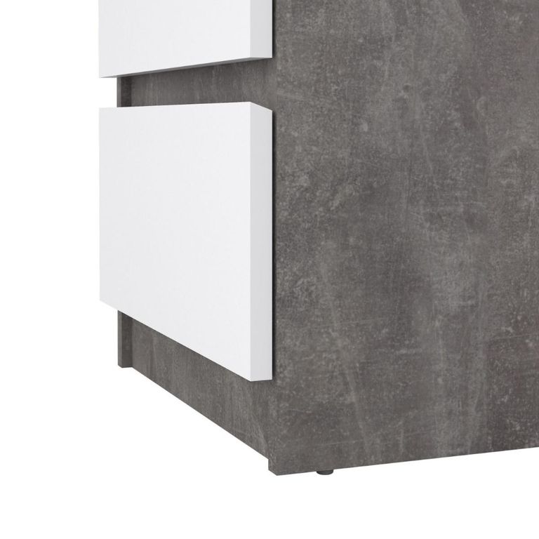 Naia Bedside Cabinet - 3 Drawer - Grey Concrete