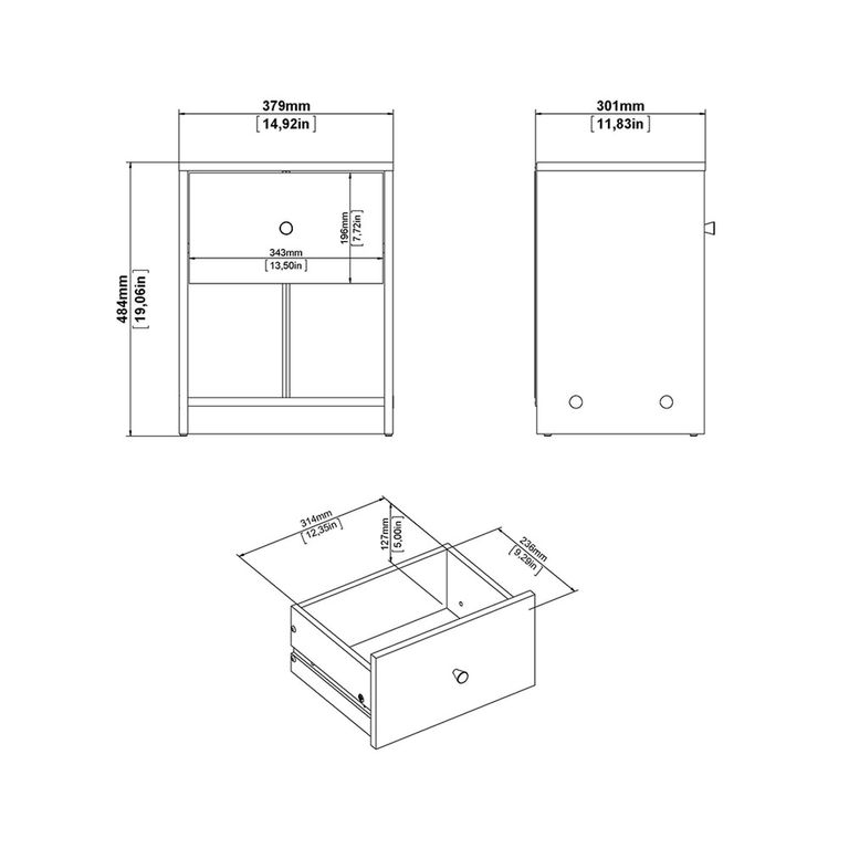 May Bedside Cabinet - 1 Drawer - Oak
