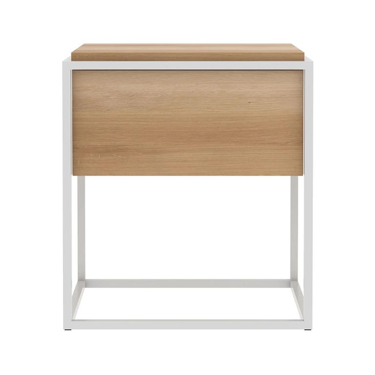 Clearance - Monolit Bedside Table - 1 Drawer - White and Oak - FSS14443