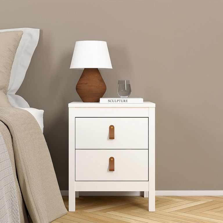 Barcelona Bedside Cabinet - 2 Drawer - White
