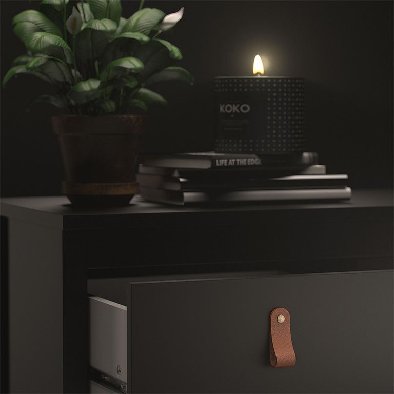 Barcelona Bedside Cabinet - 2 Drawer - Black