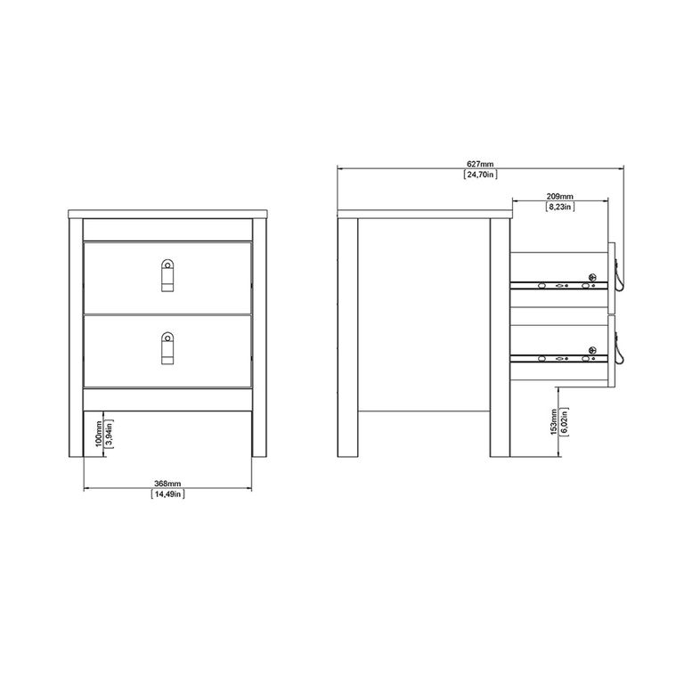Barcelona Bedside Table - 2 Drawer - Jackson Hickory Oak