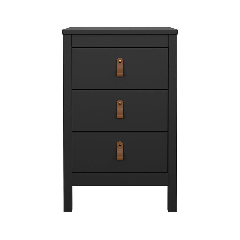 Barcelona Bedside Table - 3 Drawer - Matt Black