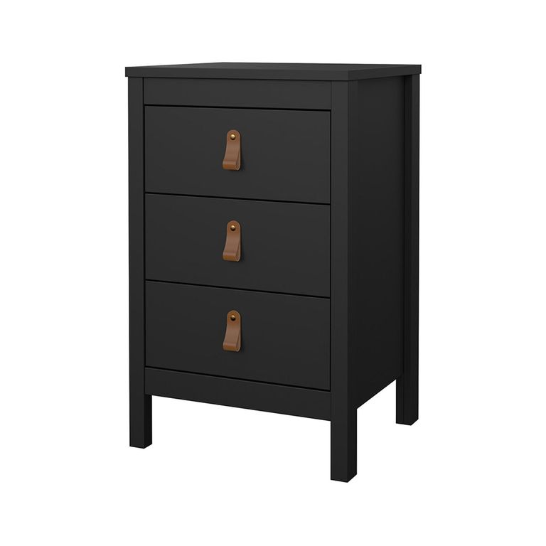Barcelona Bedside Table - 3 Drawer - Matt Black
