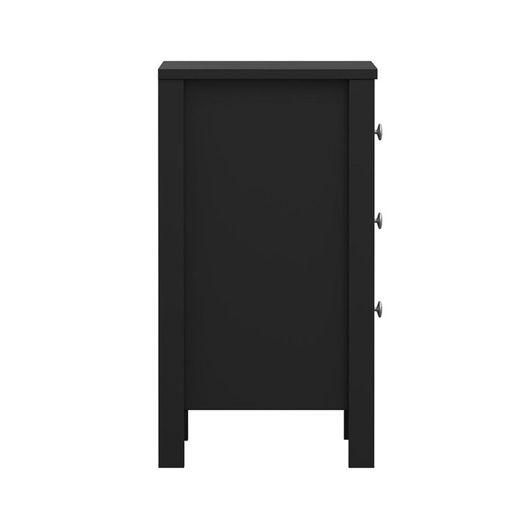 Madrid Bedside Table - 3 Drawer - Matt Black