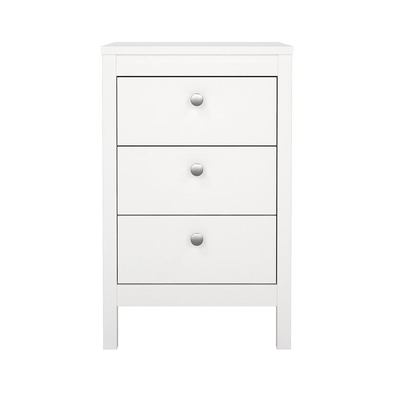 Madrid Bedside Table - 3 Drawer - White
