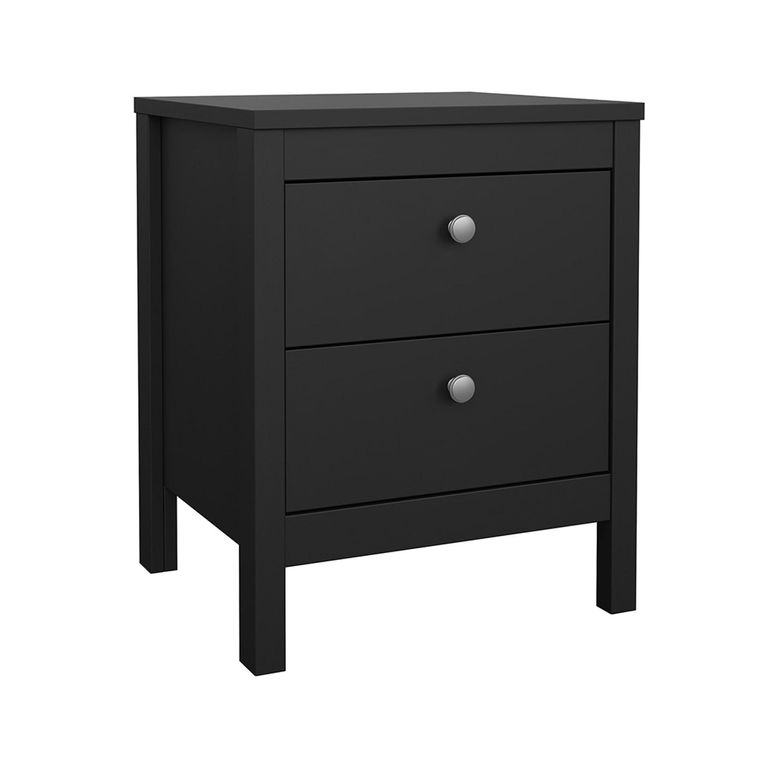 Madrid Bedside Cabinet - 2 Drawer - Black