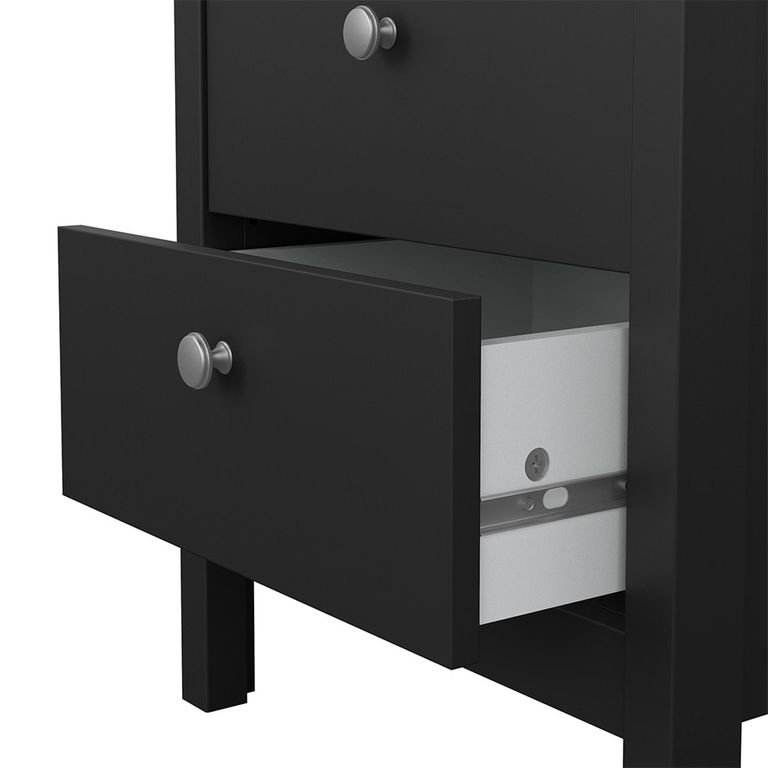 Madrid Bedside Cabinet - 2 Drawer - Black