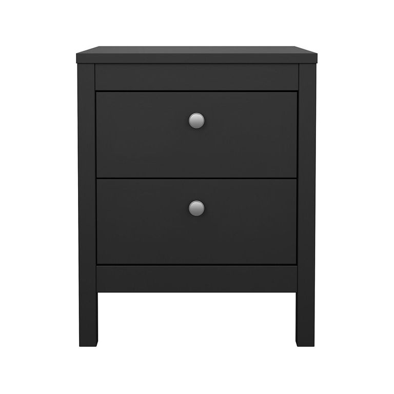 Madrid Bedside Cabinet - 2 Drawer - Black