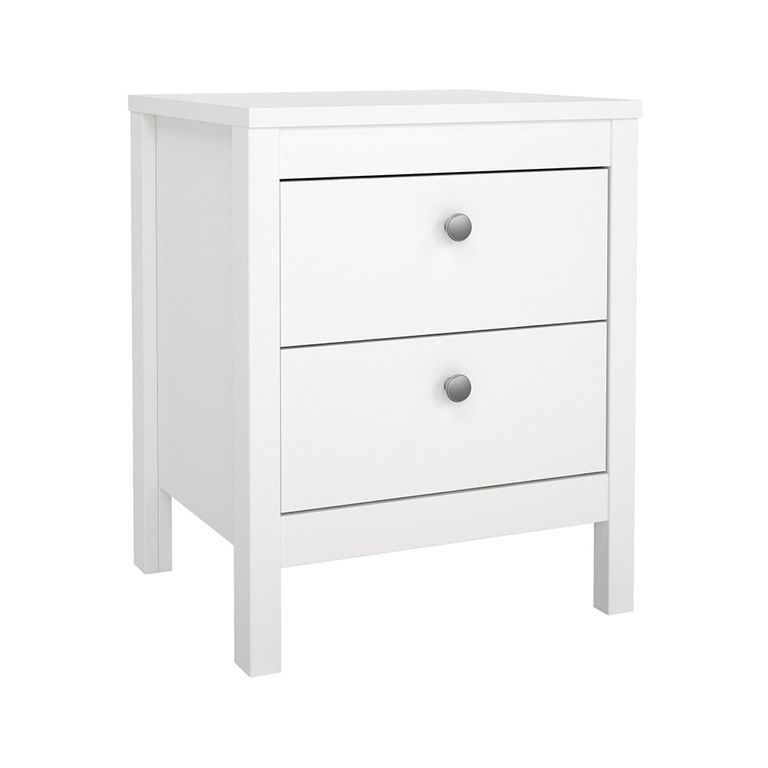 Madrid Bedside Cabinet - 2 Drawer - White
