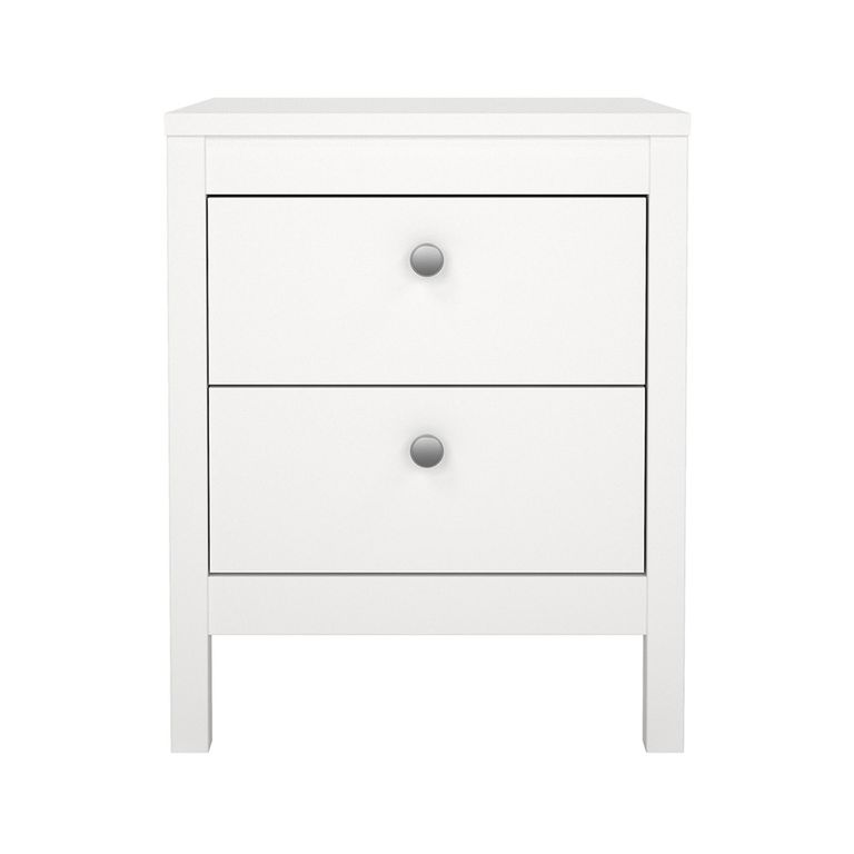 Madrid Bedside Cabinet - 2 Drawer - White