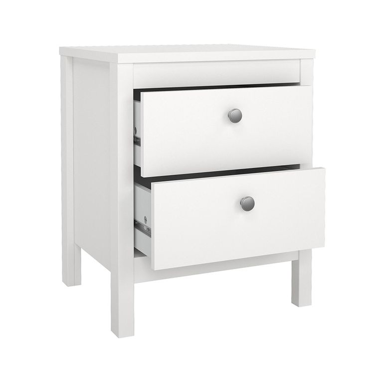 Madrid Bedside Cabinet - 2 Drawer - White