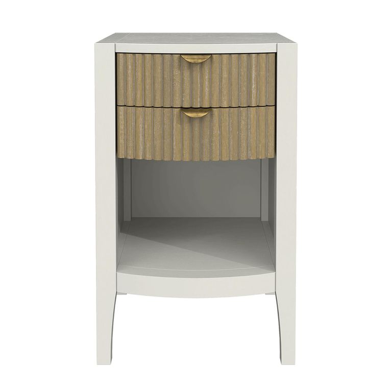 Abbeydale Bedside Table - 2 Drawer - Soft Natural Painted
