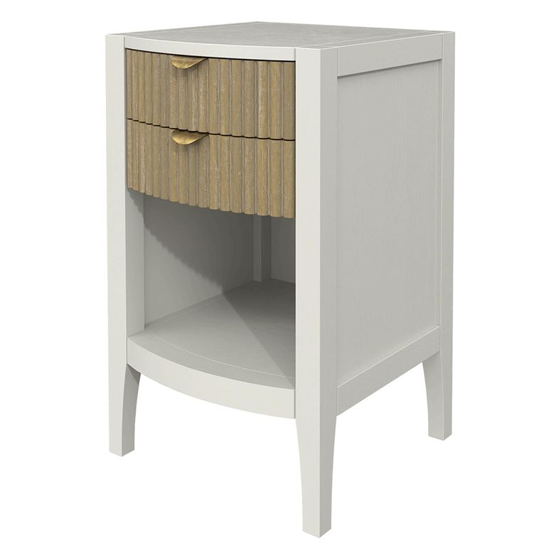 Abbeydale Bedside Table - 2 Drawer - Soft Natural Painted