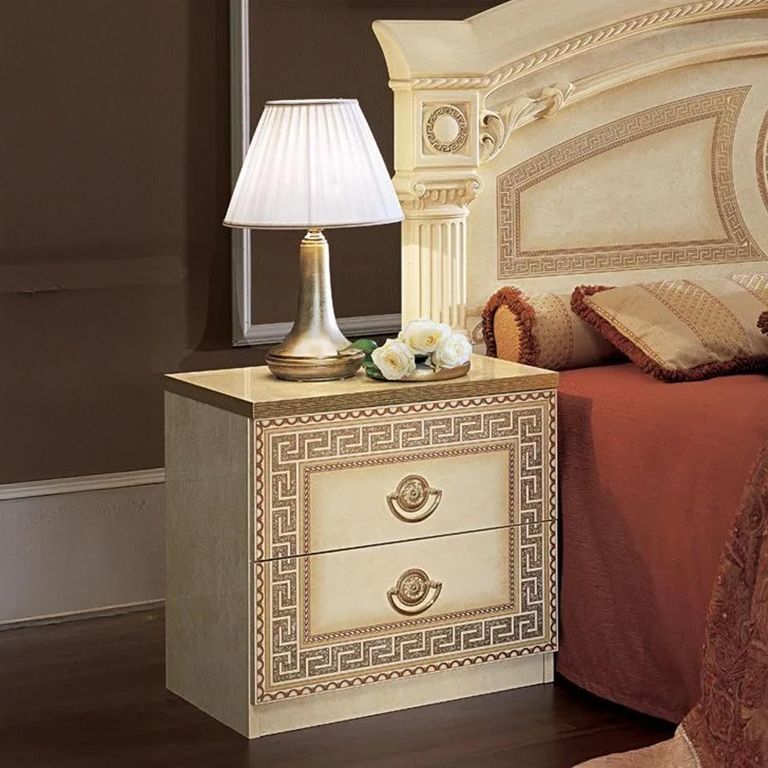Clearance - Aida Bedside Cabinet - 2 Drawer - Ivory - A605