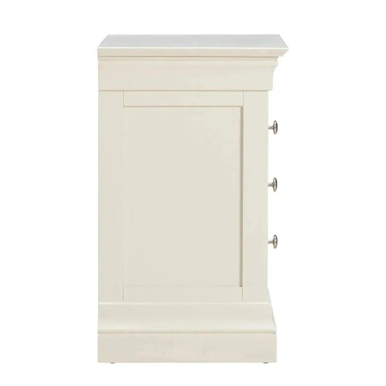Paisley Bedside Cabinet - 3 Drawer - Cream Painted