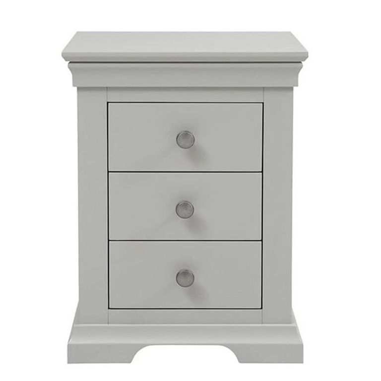 Paisley Bedside Cabinet - 3 Drawer - Grey Painted