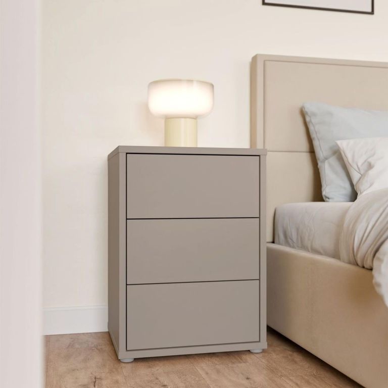Alice Springs Bedside Cabinet - 3 Drawer - Taupe