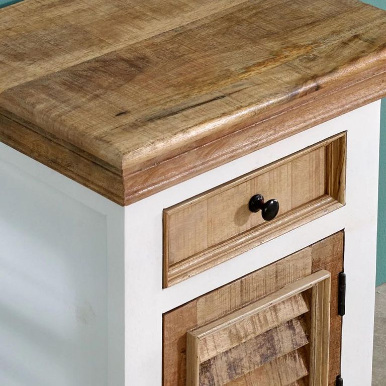 Alfie Bedside Cabinet - 1 Drawer - White - Mango Wood