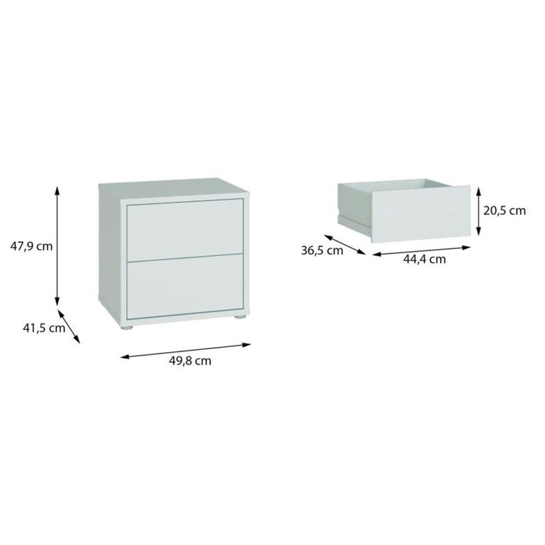 Alice Springs Bedside Cabinet - 2 Drawer - Low - Light Grey