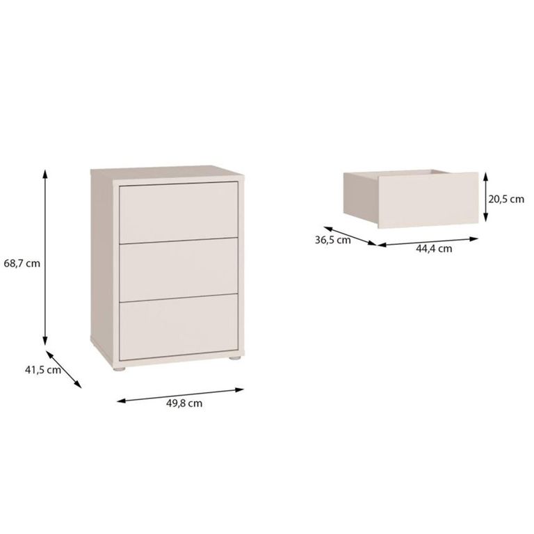 Alice Springs Bedside Cabinet - 3 Drawer - Sand