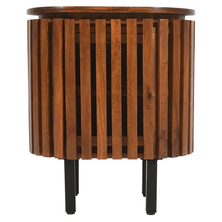 Slatted Bedside Table - 1 Door - Slatted - Mango Wood