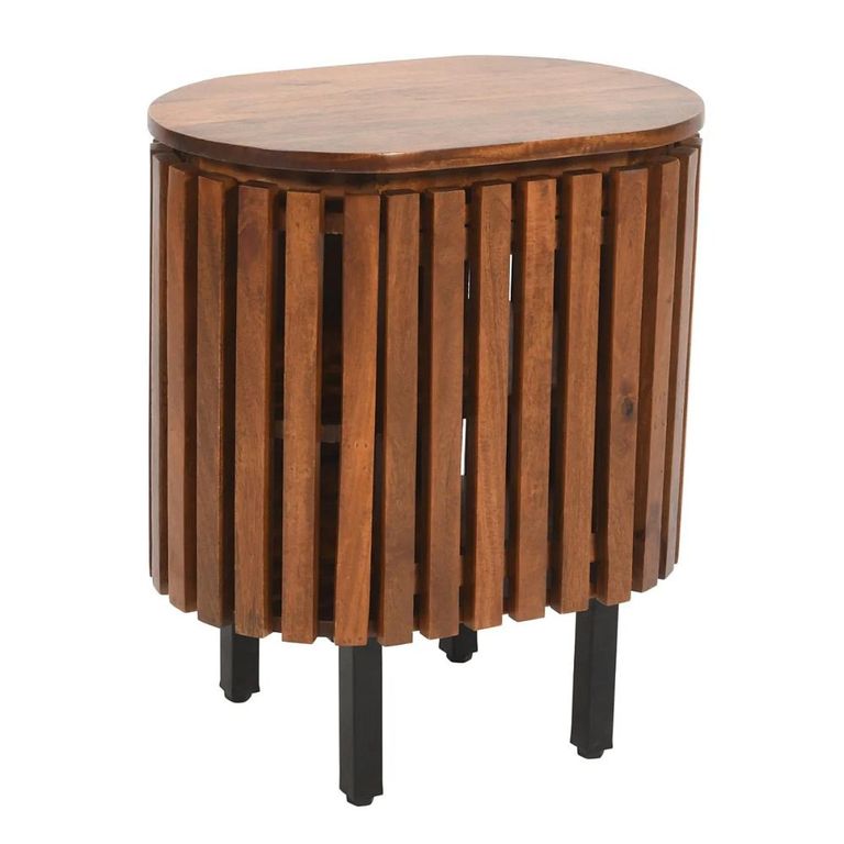 Slatted Bedside Table - 1 Door - Slatted - Mango Wood