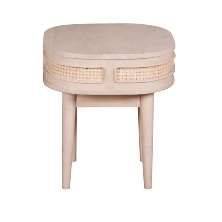 Valencia Bedside Table - Curved - Natural Rattan and Mango Wood