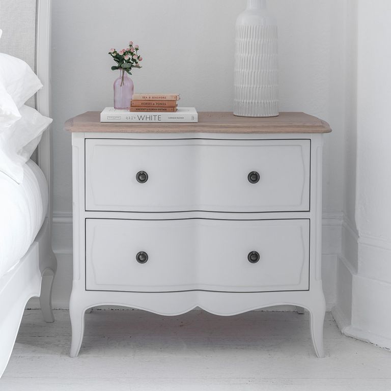 Amelie Bedside Cabinet - 2 Drawer - Wide - White