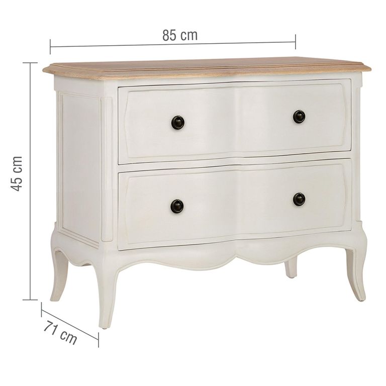 Amelie Bedside Cabinet - 2 Drawer - Wide - White