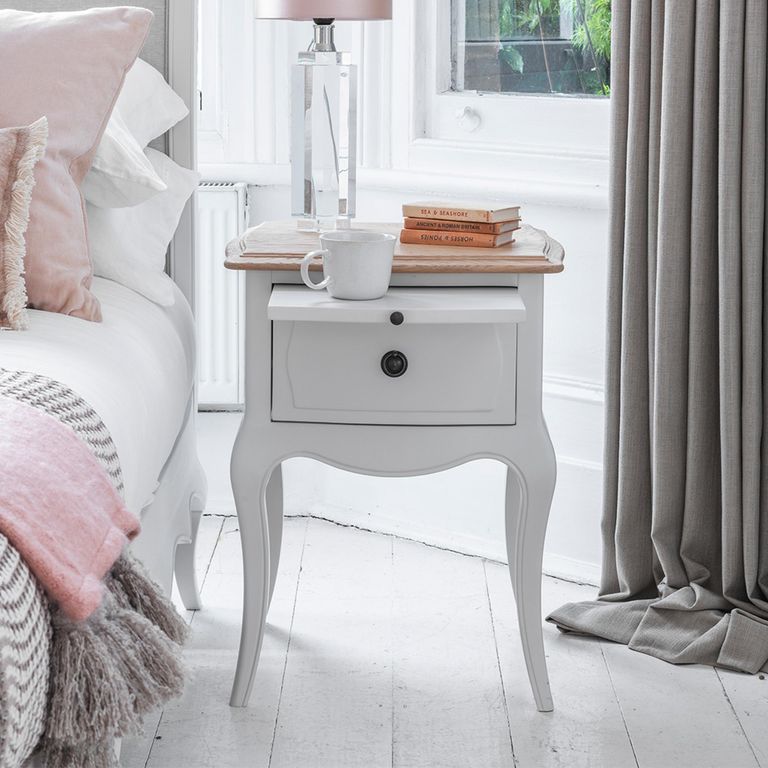 Amelie Bedside Table - 1 Drawer - White