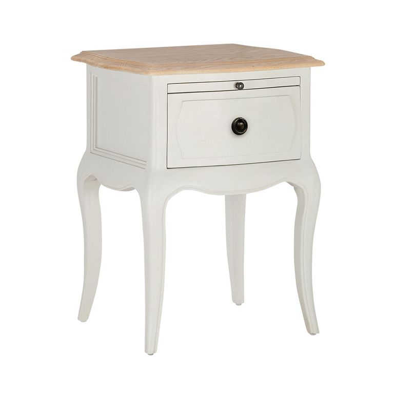 Amelie Bedside Table - 1 Drawer - White