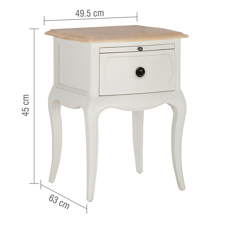 Amelie Bedside Table - 1 Drawer - White