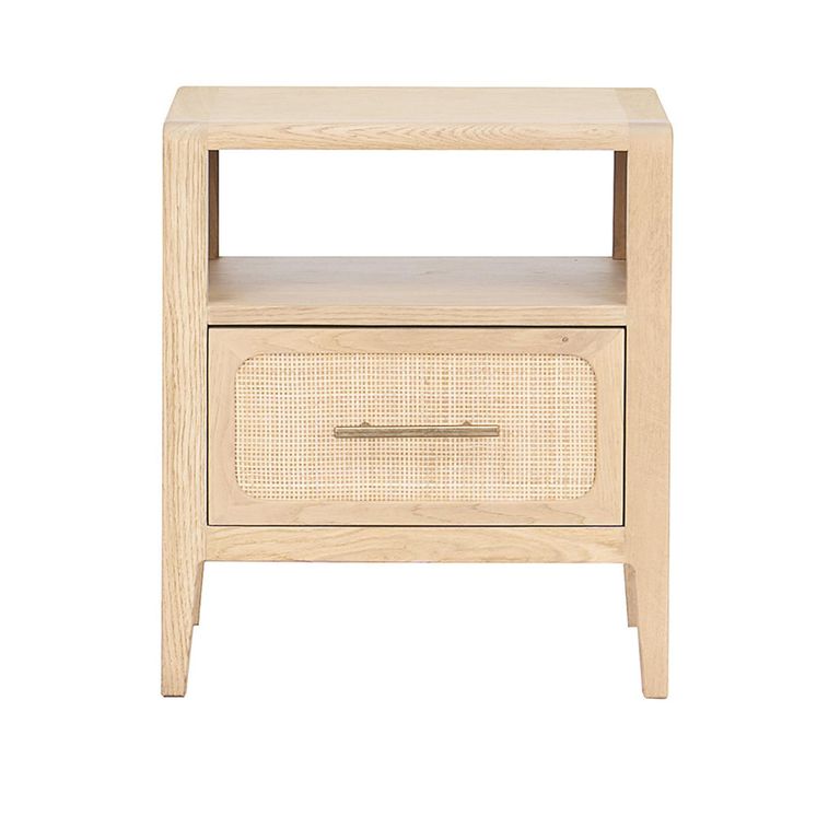 Casera Bedside Cabinet - 1 Drawer - Natural Rattan and American Oak