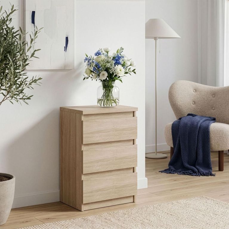 Edmore Bedside Cabinet - 3 Drawer - Sonoma Oak