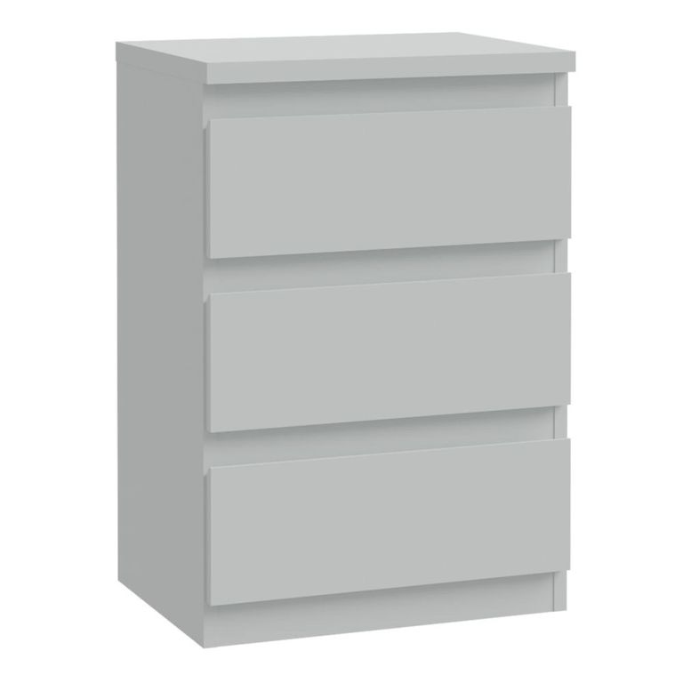 Edmore Bedside Cabinet - 3 Drawer - Light Grey