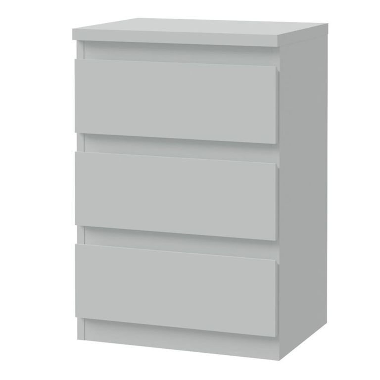 Edmore Bedside Cabinet - 3 Drawer - Light Grey