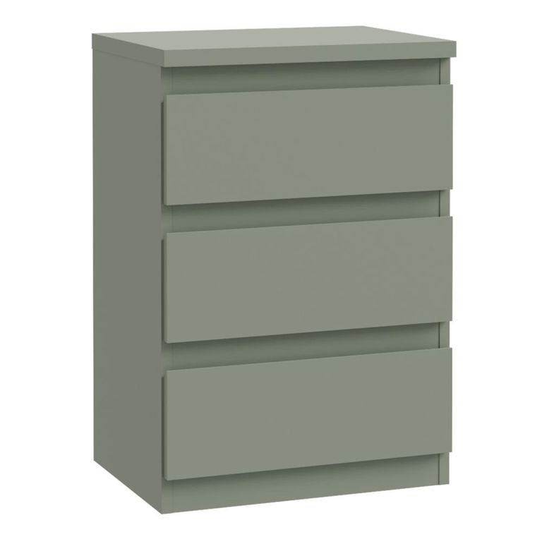 Edmore Bedside Cabinet - 3 Drawer - Sage Green