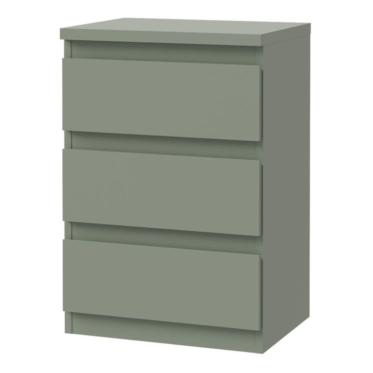 Edmore Bedside Cabinet - 3 Drawer - Sage Green