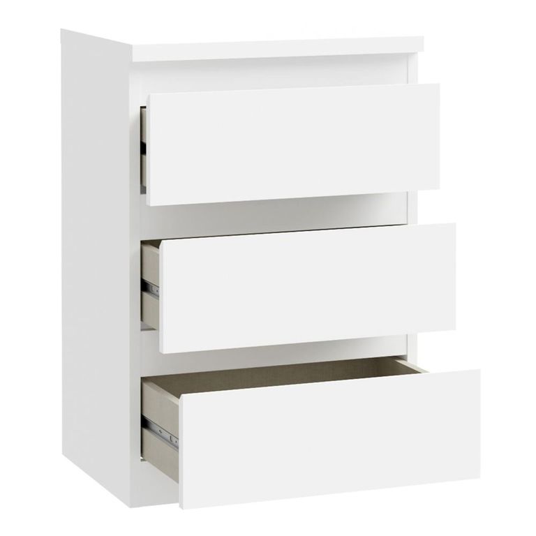 Edmore Bedside Cabinet - 3 Drawer - White