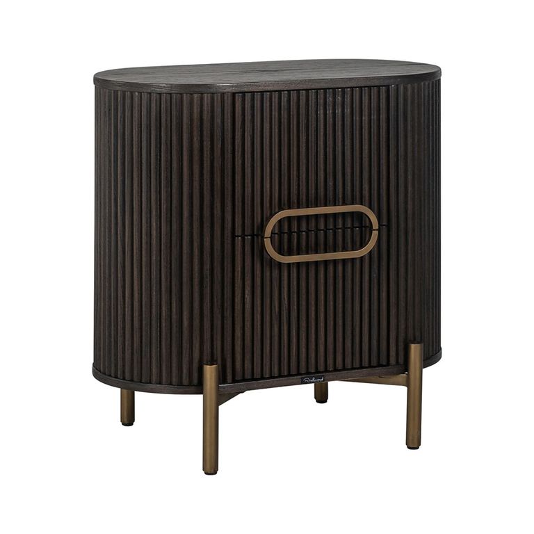 Luxor Brushed Brass Ribbed 1 Door Curved Bedside Cabinet