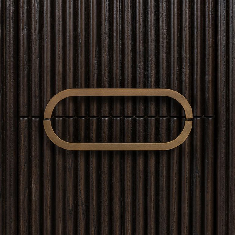Luxor Brushed Brass Ribbed 1 Door Curved Bedside Cabinet