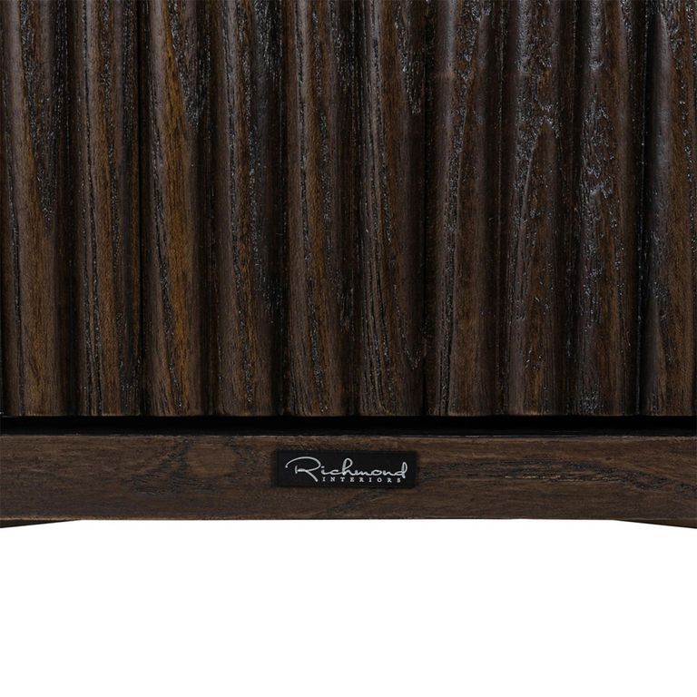Luxor Brushed Brass Ribbed 1 Door Curved Bedside Cabinet