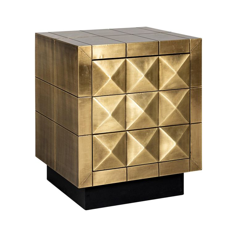 Collada Brass Cladded 3 Drawer Bedside Cabinet