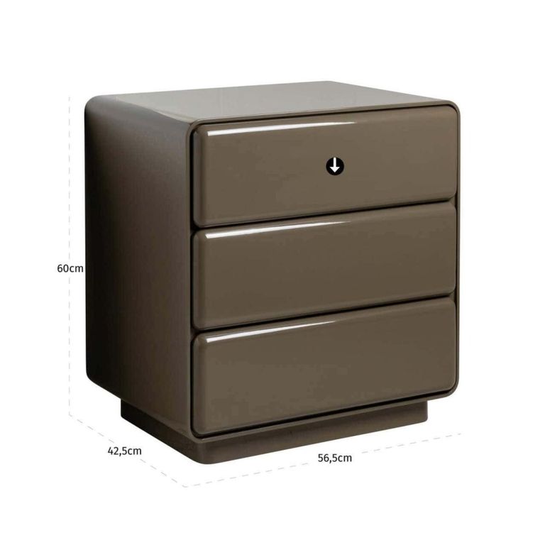 Demy Bedside Cabinet - 3 Drawer - Clay Green
