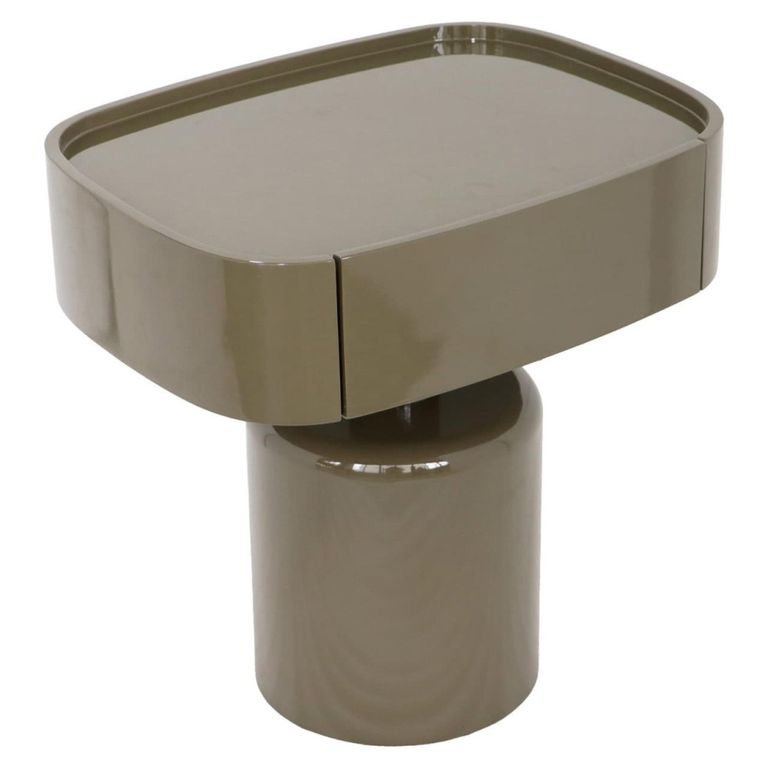 Romee Bedside Table - 1 Drawer - Oval - Clay Green